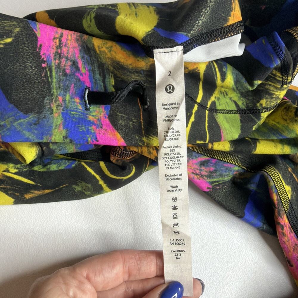 Set of Two Lululemon Wunder Train Leggings 25" Size 2 Multicolor Splatter READ - Picture 10 of 16
